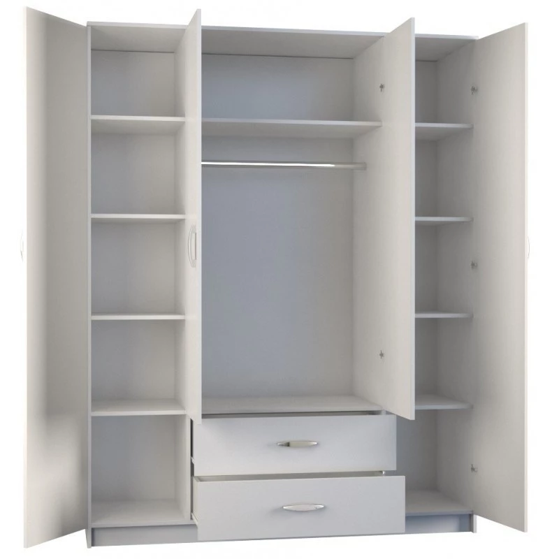 Topeshop ROMANA 160 BIEL KPLB bedroom wardrobe/closet 11 shelves 4 durvis(s) balts