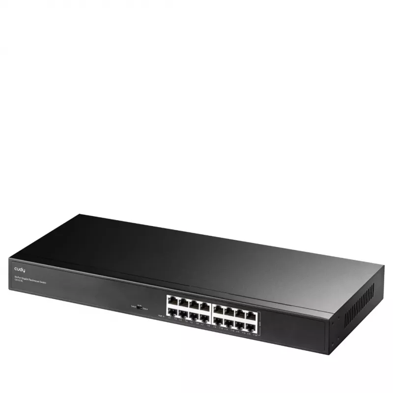 Tīkla slēdzis Cudy GS1016L — 16 portu Gigabit Ethernet (10/100/1000), 32 Gbit/s komutācija, statīvā montējams