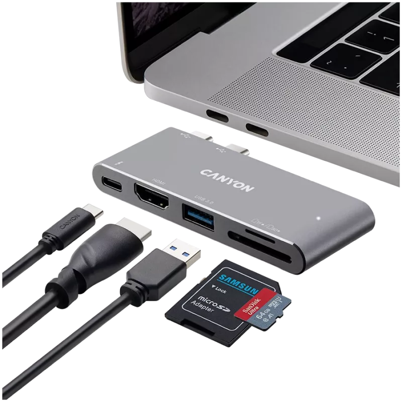 CANYON DS-5 5in1 Thunderbolt 3 4k Space Grey centrmezgls