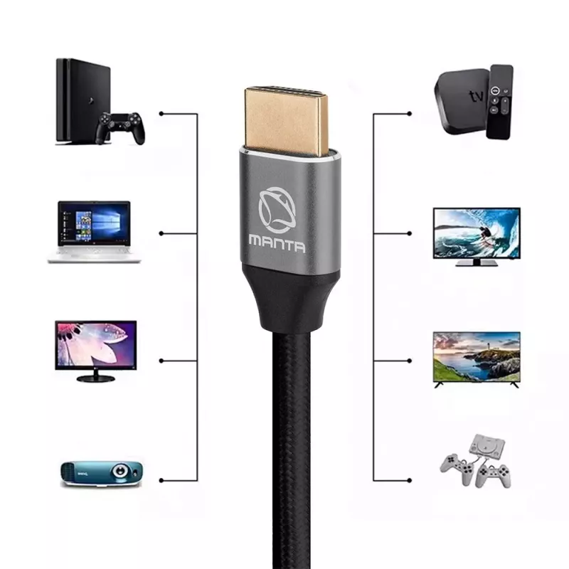 HDMI kabelis MANTA HDMI-3MC 3 m – atbalsta līdz 8K izšķirtspējai