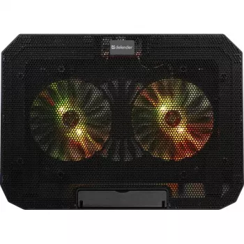 Datora dzesēšanas paliktnis DEFENDER NS-510 ar 2 ventilatoriem, 2×USB portiem un RGB apgaismojumu