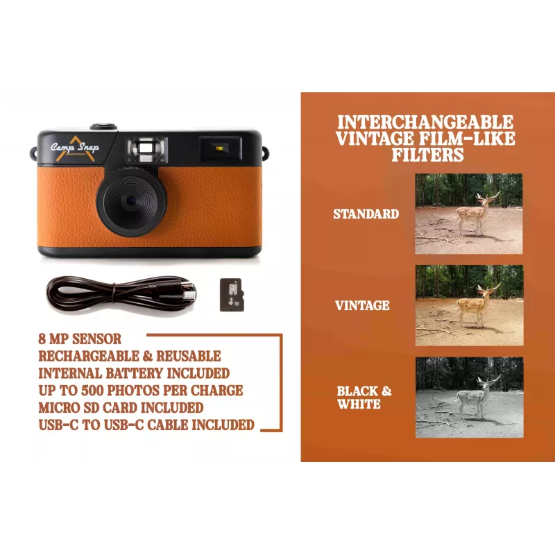 Bezekrāna digitālā kamera Camp Snap CS-V105-BR-JP — Brūna kompakta kamera bez displeja
