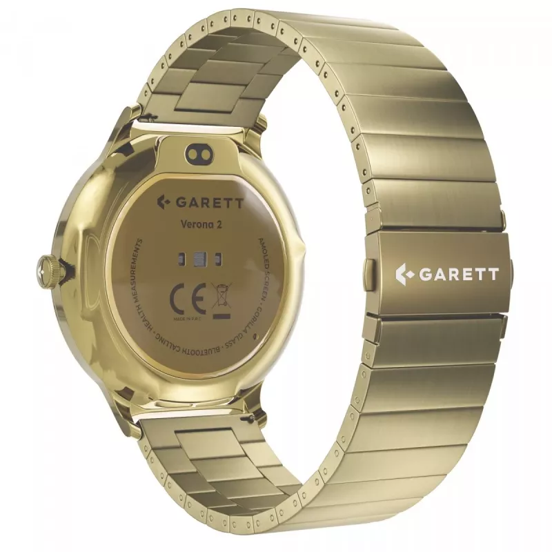 Garett Verona 2 Gold Steel viedpulkstenis ar Bluetooth un sirdsdarbības monitoru