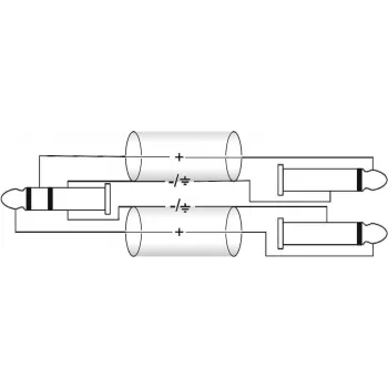 Adaptera kabelis Omnitronic 3,5 mm līdz 2×6,3 mm, 6 m, melns