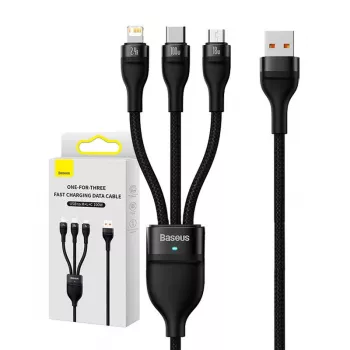 USB kabelis Baseus SUP0003351 1.2m USB A USB C/Micro USB-A/Lightning Melns