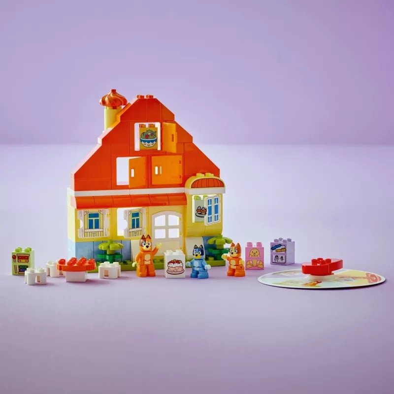 Būvniecības rotaļlieta LEGO Bluey Ģimenes māja ar atmiņas spēli 10459 — 83 gabali, 3 minifigūras, vecums 3+