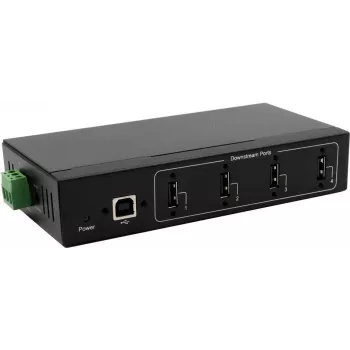 USB centrmezgls Exsys EX-11214HMVS — 4 portu metāla centrmezgls ar 15 kV ESD aizsardzību