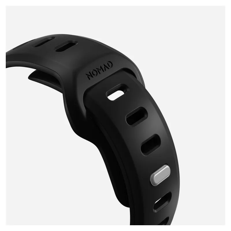 Pulksteņa siksniņa Nomad Tempo Band Black Rubber, 18 mm platums, piemērota plaukstas locītavām 135–175 mm