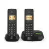 Bezvadu analogais/DECT telefons Gigaset PURE 100A Duo — 2 klausules, skaļrunis, zvanītāja ID, 1,5 collu ekrāns, melns