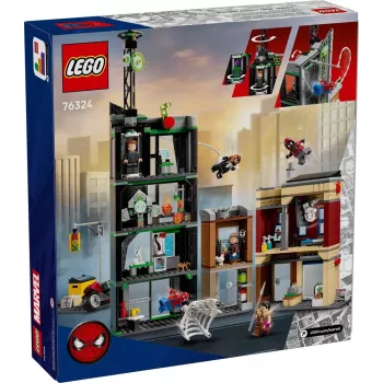 Konstruktors LEGO Marvel komplekts 76324 Zirnekļcilvēks pret Oscorp, 808 gabali, 8 minifigūras, vecumam 10+