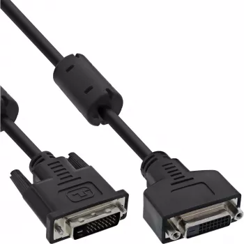 InLine DVI-D kabelis 24+1 vīriešu/sieviešu, Dual Link, 2 ferīta serdeņi, 3 m