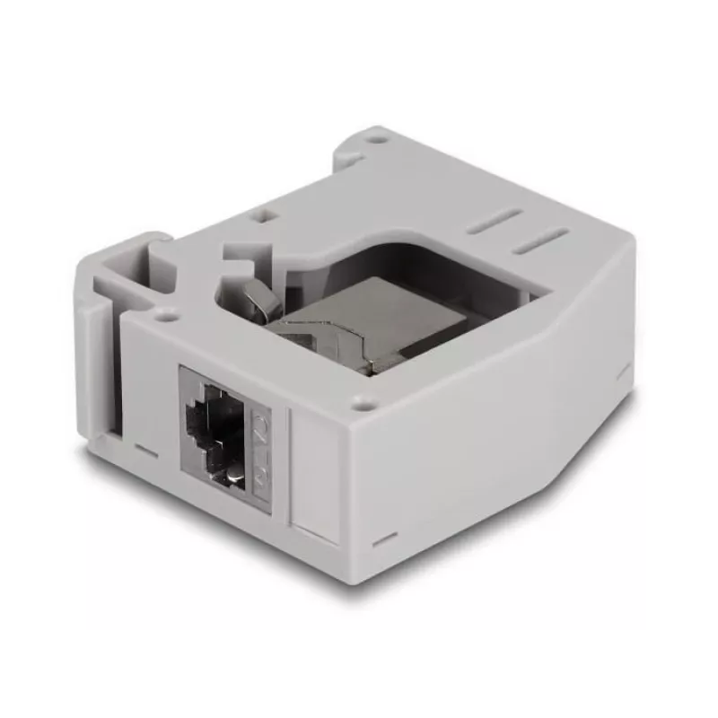 DeLOCK DIN sliedes adapteris RJ45 ligzda - RJ45 ligzda Cat.6A Pelēks