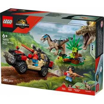 Konstruktors LEGO Jurassic World 76972 Raptora bezceļa bēgšana, 285 gab., 2 minifigūras, vecums 6+