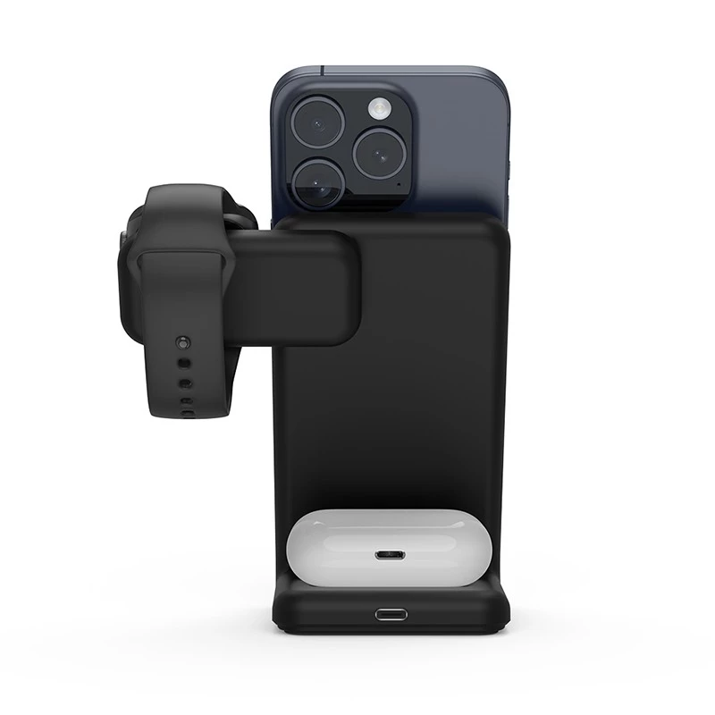 Crong CRG-MSPS-BLK iekštelpu lādētājs viedpulksteņiem, melns, bezvadu, Lightning/USB