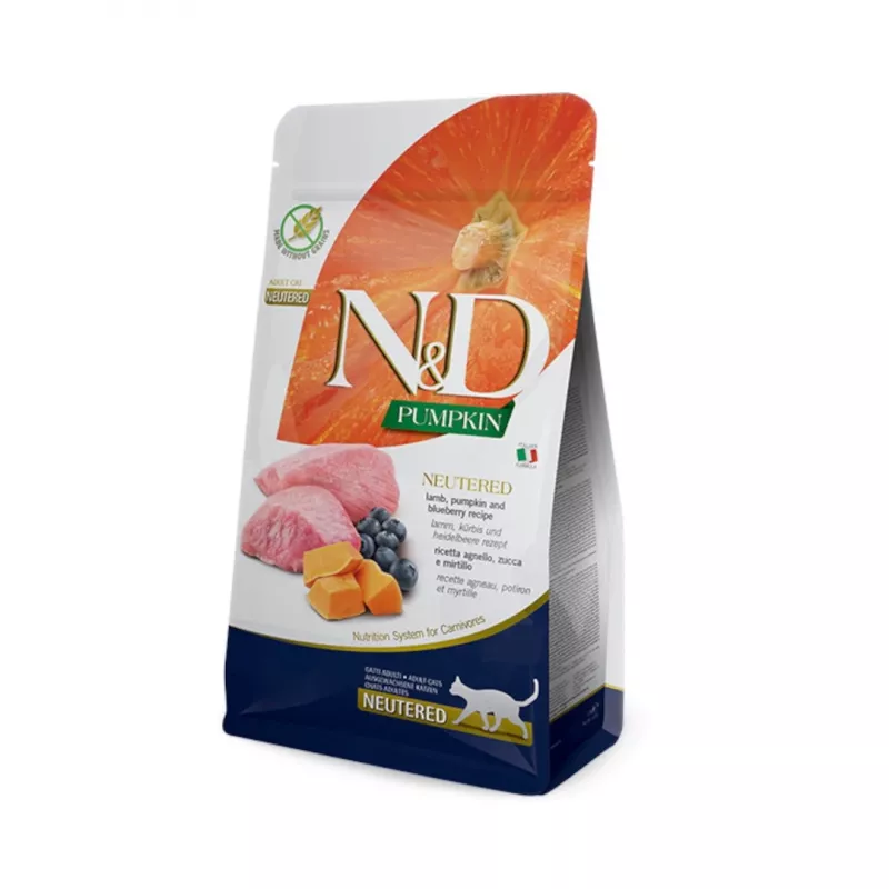 Sausā kaķu barība - FARMINA N&D CAT PUMPKIN LAMB&BLUEBERRY ADULT 300g