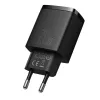 Baseus CCXJ-B01 — ātrs lādētājs 2-portu (USB-C PD 20W + USB-A QC3.0 18W), 100–240V, Melns
