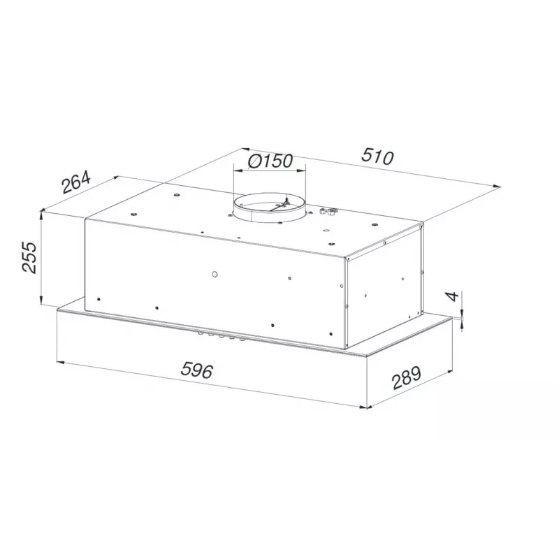 Iebūvējamā tvaika nosūcējs MAAN Ares M 60, 596×289 mm, metāla (alumīnija) tauku filtrs, 570 m³/h, 54–65 dB