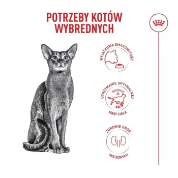 Sausā barība kaķiem Royal Canin Exigent Fussy 2 kg — sausi graudiņi izvēlīgiem pieaugušiem kaķiem, putnu gaļas garša, 40% olbaltumvielas
