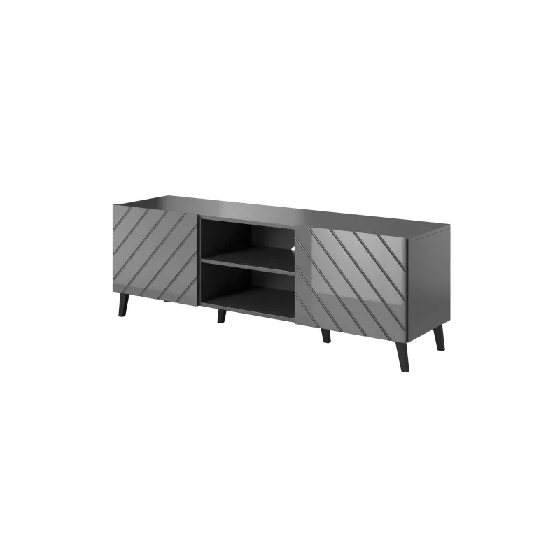 RTV skapis ABETO 150x42x52 grafīta/glancēts