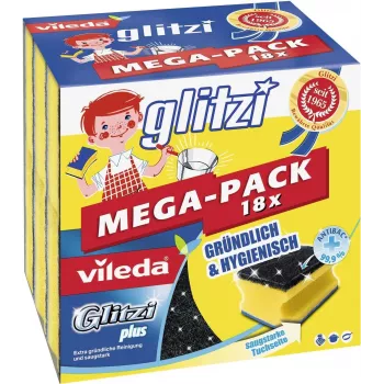 Sūkļu komplekts VILEDA Glitzi plus MEGA-PACK 18x – trauku un virsmu tīrīšanai