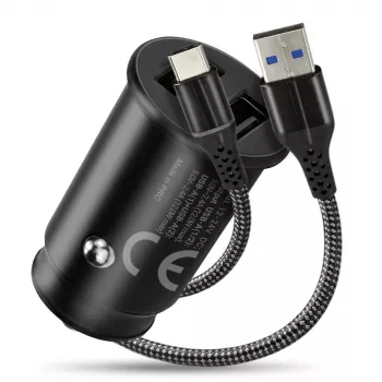 everActive CC-25C automašīnas lādētājs, 2x USB 12 W, ar USB-C kabeli