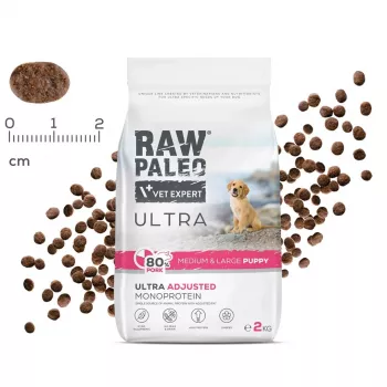 RAW PALEO Ultra Pork Medium & Large Puppy - sausā barība suņiem - 10kg