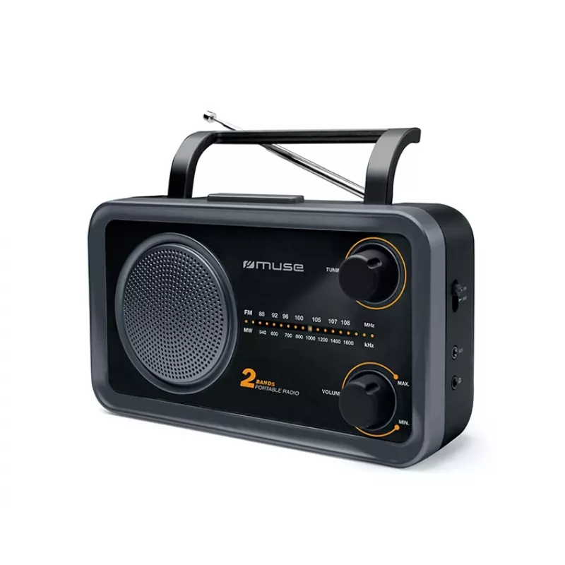 Muse M-06DS 2-joslu pārnēsājamais radio, AUX ieeja, pelēks
