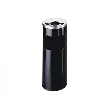 Durable 3332-01 apaļš metāla atkritumu spainis ar pelnutrauku – melns, 17 l