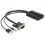 Video kabeļa adapteris DeLOCK 62597 0.25m HDMI Type A – VGA D-Sub 3.5mm USB Type-A Melns