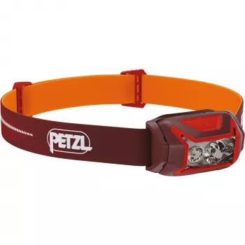Galvaslampa Petzl Actik Core — LED, 100 lm, iebūvēts 1250 mAh USB uzlādējams akumulators, IPX4, sarkana