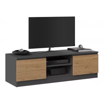 TV statīvs Top e Shop RTV 120 ANTR/ARTIS — 1200×400×360 mm, antracīta krāsas virsma un rāmis, skaidu plātne, 2 plaukti