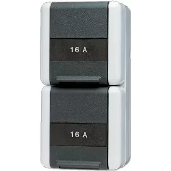 Montāžas kārba JUNG 822 NAW — F tips, 75×151×58 mm, Melna/Caurspīdīga/Balta