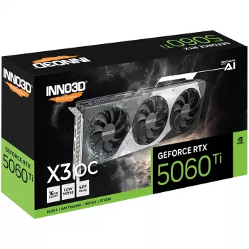 Grafikas karte Inno3D GeForce RTX 5060 Ti — 16 GB GDDR7, PCIe 5.0, 128 bitu, 3x DP 2.1b + HDMI 2.1b