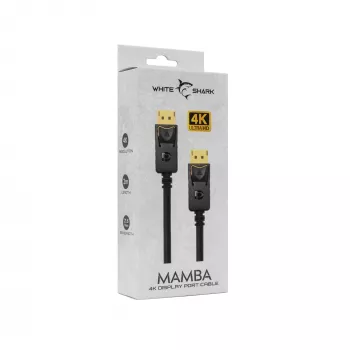 DisplayPort kabelis White Shark MAMBA 2m — 4K 60Hz, 2.0 saderīgs