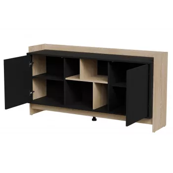 Cama PORTO 2D kumode 150x38x77 ozols/melns