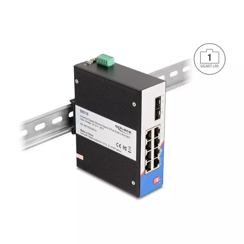 Nepārvaldāms slēdzis DeLOCK 88016 Gigabit Ethernet 8 Porti 1 Gbit/s