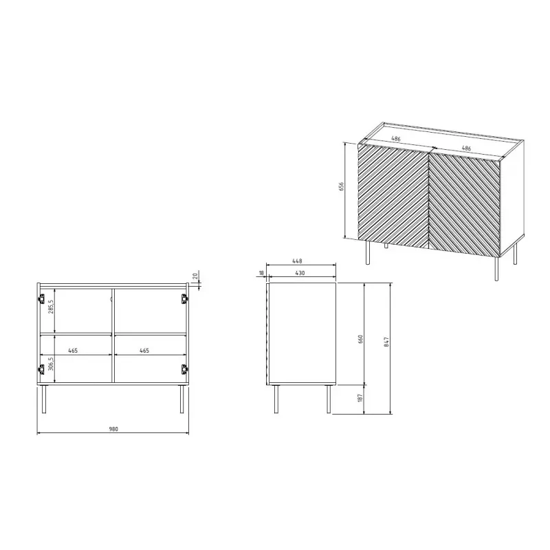 2D kumode ONDA 98x45xH85 zaļš