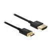 DeLOCK Slim Premium HDMI kabelis, 2,0 m, HDMI (vīriešu) uz Mini-HDMI (vīriešu), 36 AWG, trīskāršā izolācija, melns (84778)