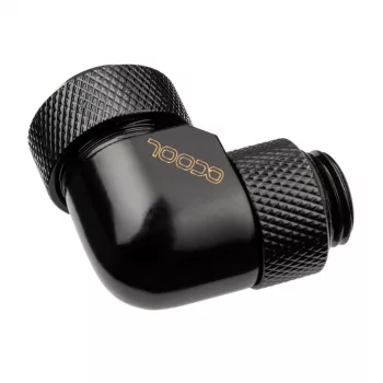 Alphacool Eiszapfen 13mm cietās caurules skrūvējams savienotājs 90° grozāms G1/4 - leņķa kompresijas savienotājs šķidruma dzesēšanas sistēmai - dziļi melns