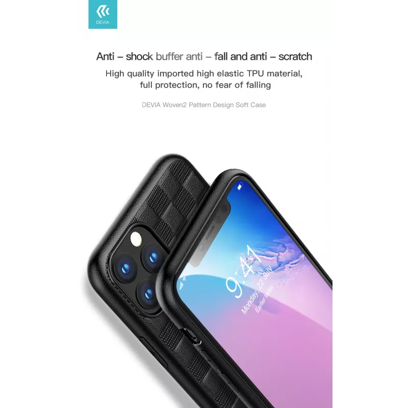 Mīkstais vāciņš Devia Woven2 iPhone 11 Pro Max — sarkans rakstains tekstils