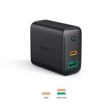 Sienas lādētājs 2xUSB Power Delivery (1xUSB A+1xUSB C) 5.4A 30W Dynamic Detect PA-D1