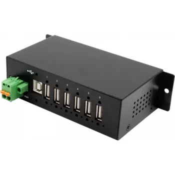 EXSYS EX-1596HMVS 6 portu USB 2.0 metāla HUB ar 15kV ESD pārsprieguma aizsardzību (Din-Rail)