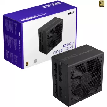 NZXT C1000 Gold Core, barošanas bloks melns, 1x 12-pin augstas jaudas GPU, 3x PCIe, kabeļu pārvaldība, 1000 W