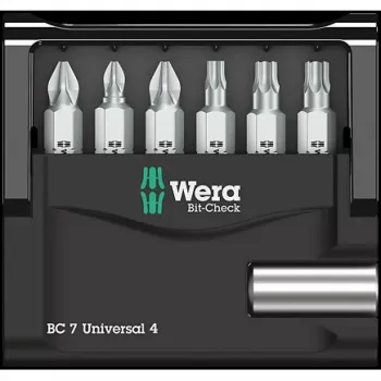 Wera Bit-Set 7-gab. Bit-Check 7 Universal 4 05135810001 Phillips, Phillips Pozidriv, iekšējais Torx (05135810001)