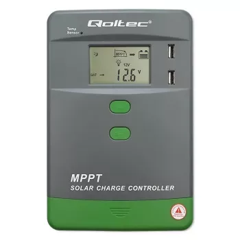 MPPT Saules lādētāja kontrolieris QOLTEC 53662 ar temperatūras sensoru