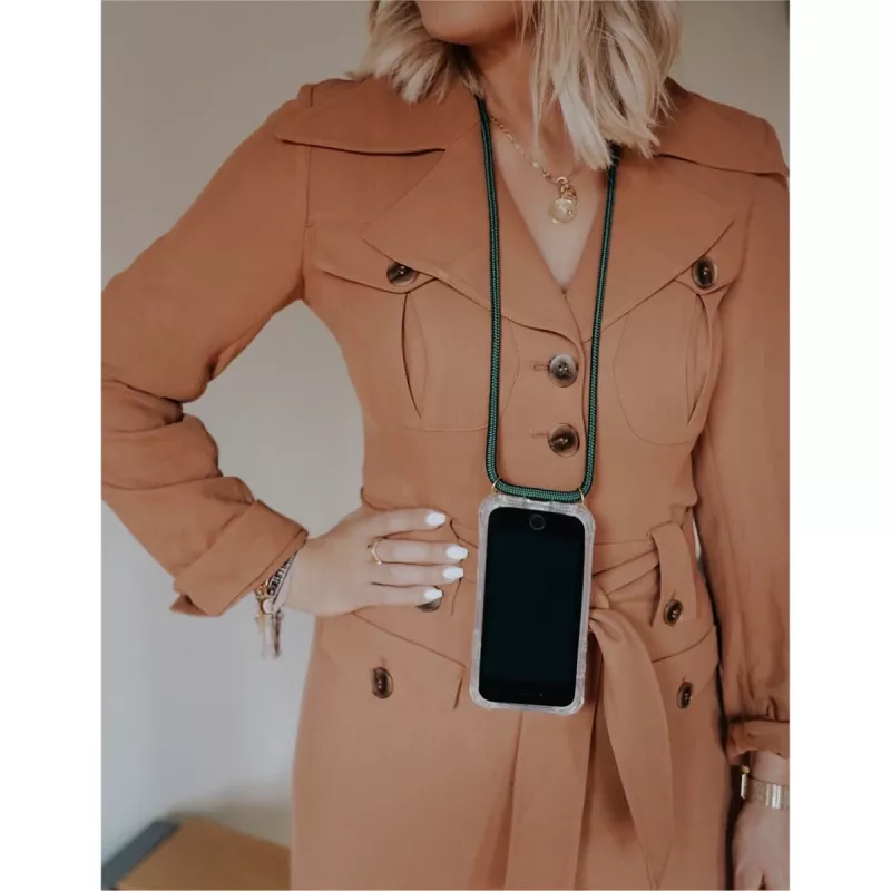 Phone necklace maciņš Lookabe iPhone X / Xs — zelts ar zaļu siksnu