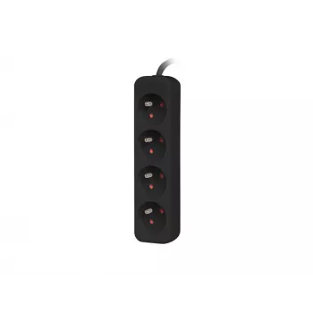 Pagarinātājs Lanberg PS0-04E-0100-IEC-BK 1m 4 AC kontaktligzdas 10A Melns Iekštelpām