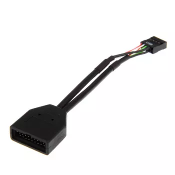 USB 19-pin uz USB 9-pin adaptera kabelis 0,15 m, melns, No name ZUUS-173