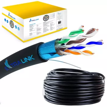 Tīkla kabelis Extralink Twisted pair CAT5E FTP (F/UTP) V2 Outdoor 305M Melns