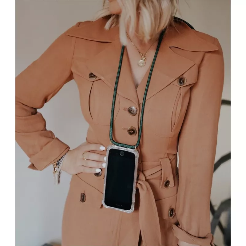 Telefona kakla soma Lookabe loo014 iPhone XR – zelta-zaļš aizsargmaciņš ar siksnu